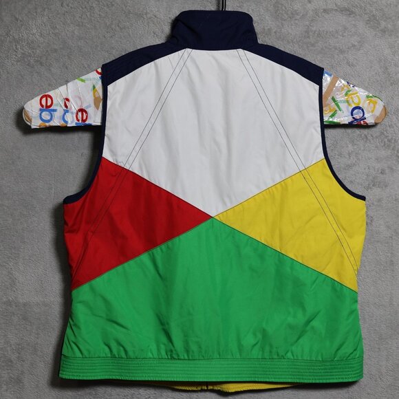 Lauren Ralph Lauren Vest Womens XL Navy Yellow Reversible Colorblock Zip Pockets - Picture 5 of 11